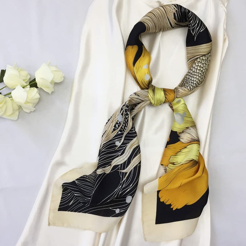 Julunar Silk Like Head Scarf for Women - Satin Large Hair Scarves - 35" Square Silk Hair Wrap for Sleeping with Gift Packed - Image 4