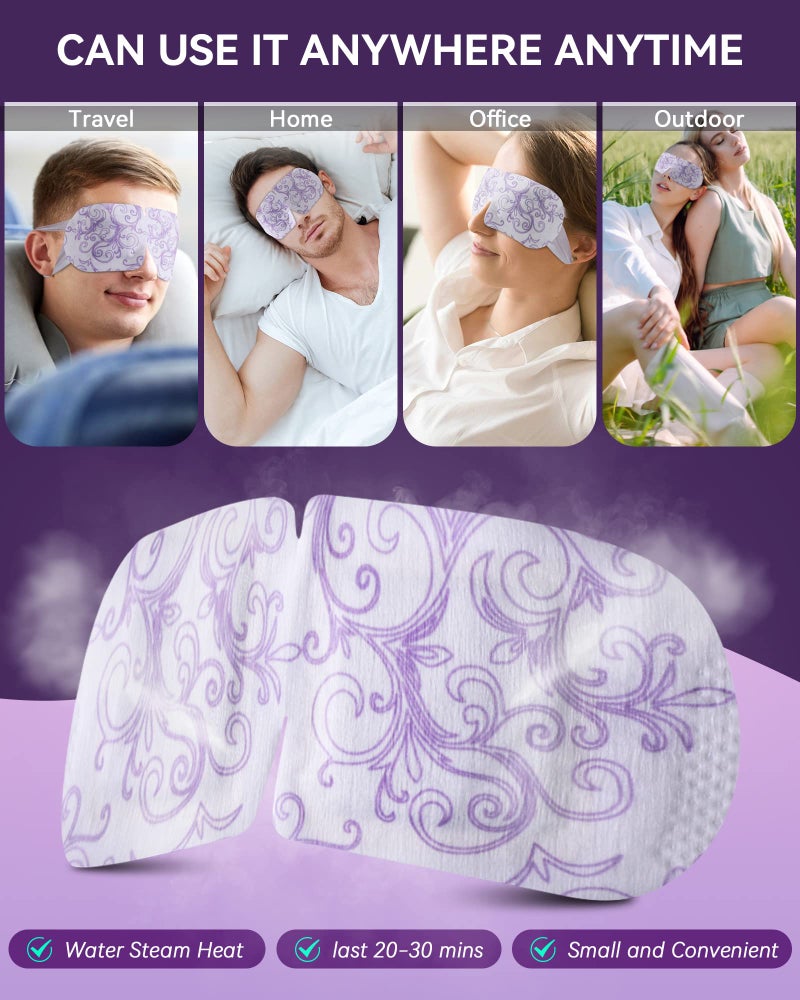 ProCIV 30 Packs Lavender Steam Eye Mask - Heated Eye Mask for Dark Circles and Puffiness Warm Eye Mask for Dry Eye Mask Relief Eye Fatigue Headache Hot Sleep Eye Mask for Disposable Moist Heat Eye Compress - Image 3