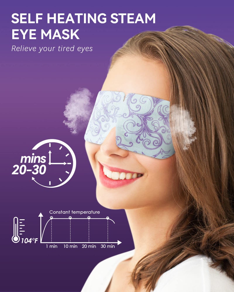 ProCIV 30 Packs Lavender Steam Eye Mask - Heated Eye Mask for Dark Circles and Puffiness Warm Eye Mask for Dry Eye Mask Relief Eye Fatigue Headache Hot Sleep Eye Mask for Disposable Moist Heat Eye Compress - Image 2