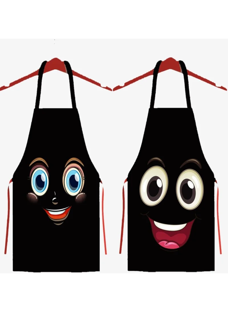 Ays Home 2-Piece Cheerful Faces Chef Kitchen Apron Set