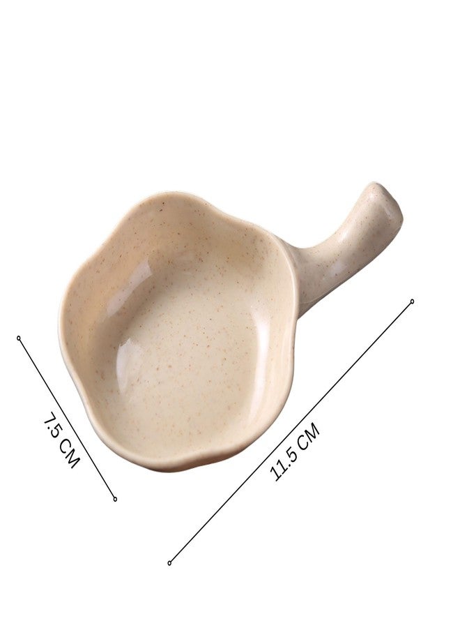 Baskety Stylish Dip Dish with Handle for Serving Sauce, Chutney & Snacks, Wheat Straw Small Bowl (Beige, Pack of 4) - Image 2