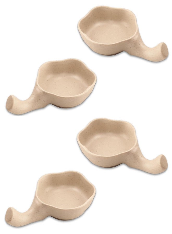 Baskety Stylish Dip Dish with Handle for Serving Sauce, Chutney & Snacks, Wheat Straw Small Bowl (Beige, Pack of 4) - Image 1