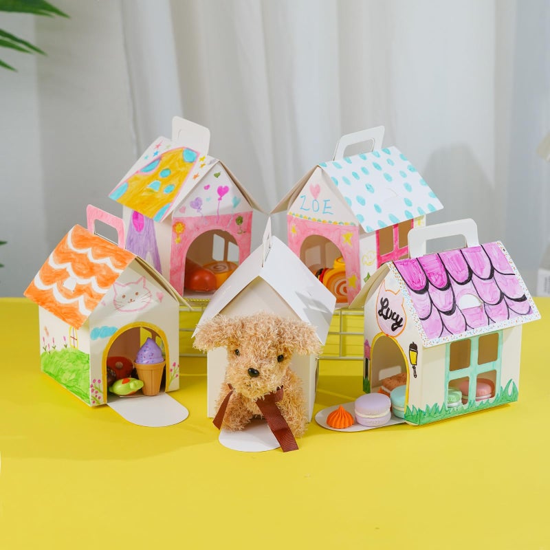 LOVYNO 18 Pcs Dog Party Favor Boxes with Pet Adoption Certificate, Dog House Shape Treat Gift Boxes with Holes, Adopt A Puppy Party Supply Boxes for Pet Adoption Theme DIY Crafting Party - Image 4