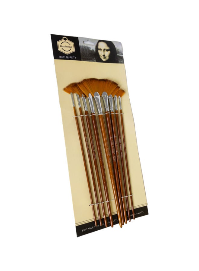 Keep Smiling Paintbrush Set, Fan, 9 Pieces - Image 1