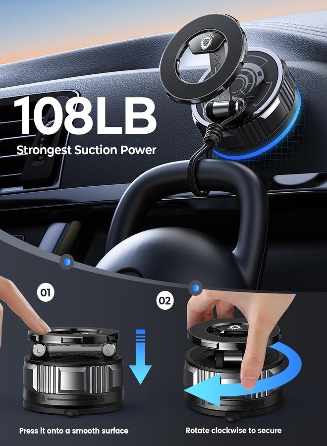JunDa Vacuum Magnetic Suction Phone Holder 360° Adjustable, Foldable, and Retractable Suction Cup Car Mount Compatible with iPhone, Android, and All Smartphones. - Image 3