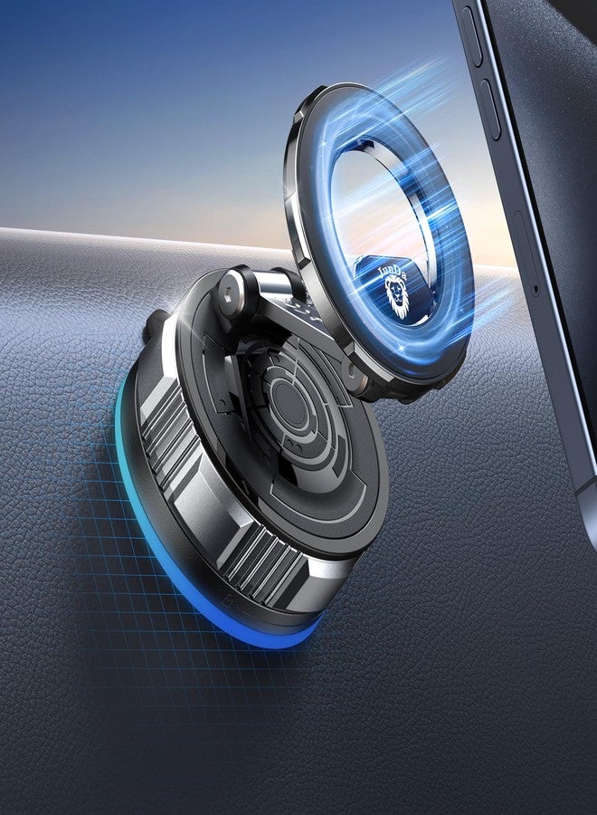 JunDa Vacuum Magnetic Suction Phone Holder 360° Adjustable, Foldable, and Retractable Suction Cup Car Mount Compatible with iPhone, Android, and All Smartphones. - Image 1
