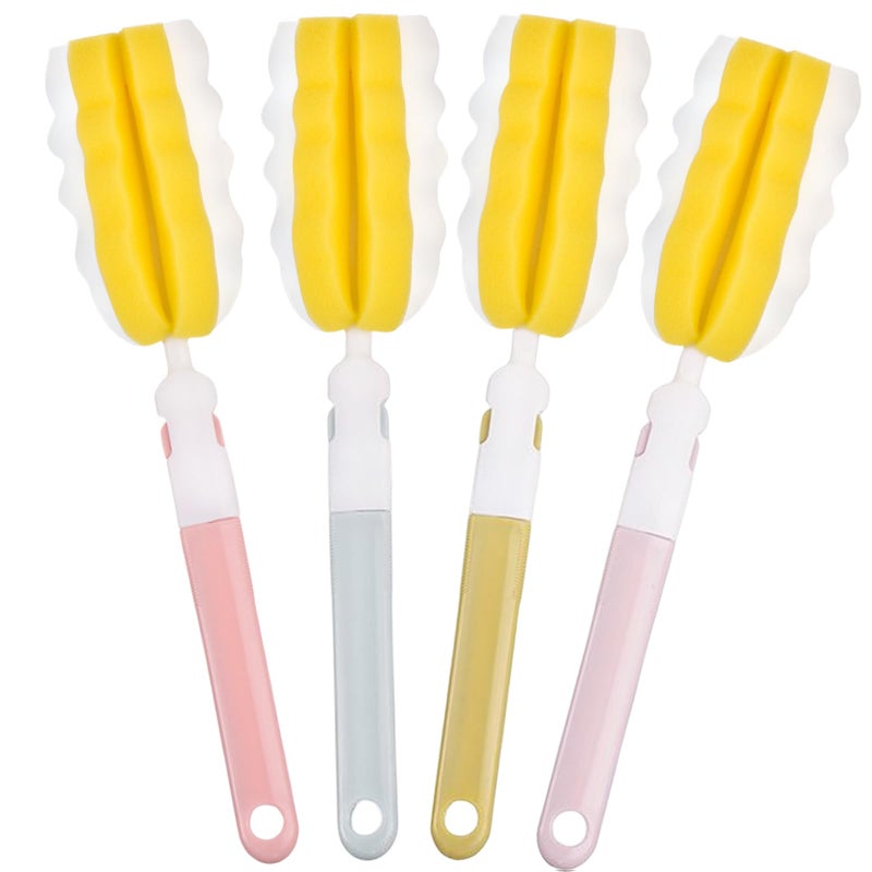 INVODA 4PCS Bottle Brush Long Handle Cup Cleaner Brush Sponge Bottle Scrubber Detachable Handle Portable Sponge Cleaning Brush for Baby Bottle Dishwashing Kitchen Clean Glasses Mugs (4 PCS) - Image 1