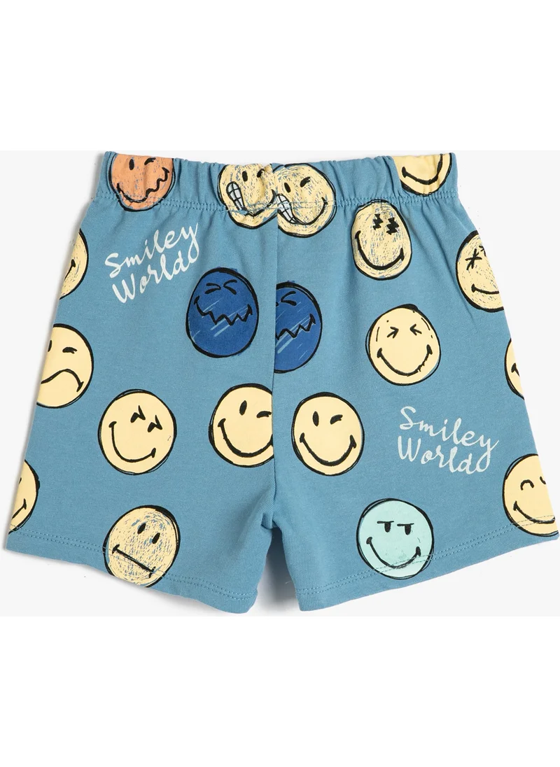 KOTON Smiley Shorts Licensed Tie Waist Cotton