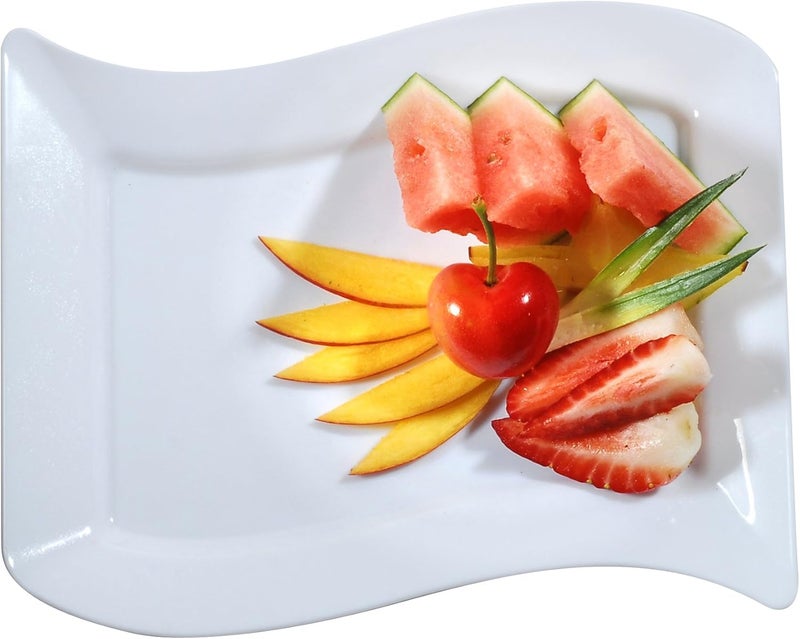 Fineline Settings Wavetrends White RectangularWave ChinaLike 55 X 75 Plate 120 Pieces