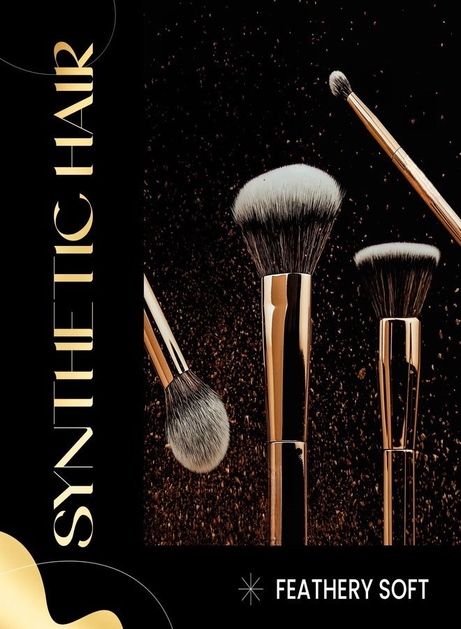 Luxury Makeup Brush Set, 6 Pieces, Gold-Plated Handles, Professional Face Make-up Collection with Synthetic Soft Bristles - Image 2