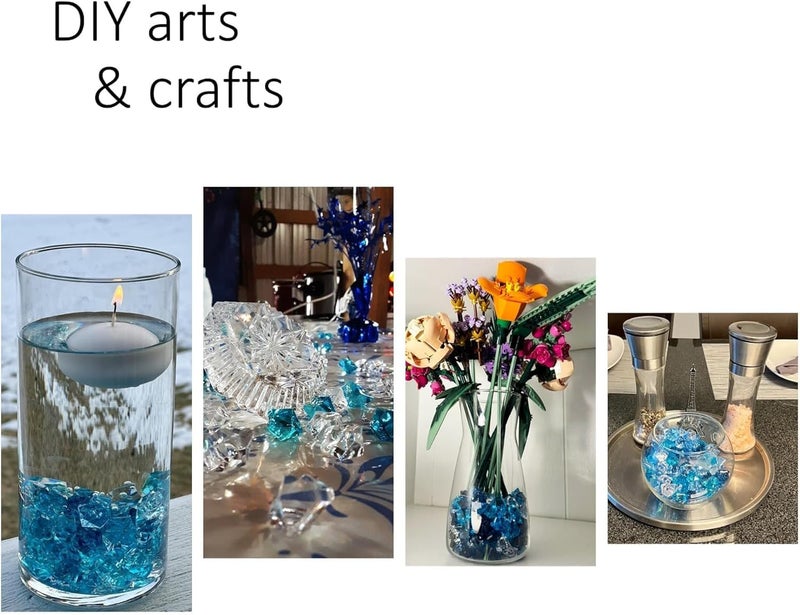 EesTeck 80 Pieces Decorative Acrylic Ice Gems, Mixed Blue and Clear Crystal Stones, 17 * 23 mm Geometric Shapes Fake Acrylic Ice Rocks, Artificial Crushed Ice Acrylic Vase Fillers Party Table Scatter - Image 4