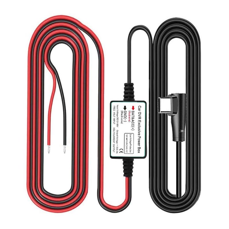 Gebildet Dash Cam Hardwire Kit, Type C USB Port, DC 12V - 24V to 5V/2.5A Max Car Charger Cable kit with Fuse, Low Voltage Protection for Dash Cam Cameras - Image 1