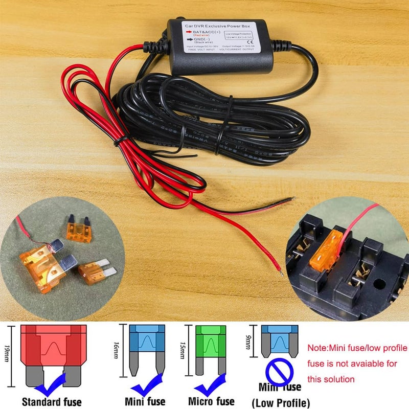 Gebildet Dash Cam Hardwire Kit, Type C USB Port, DC 12V - 24V to 5V/2.5A Max Car Charger Cable kit with Fuse, Low Voltage Protection for Dash Cam Cameras - Image 4