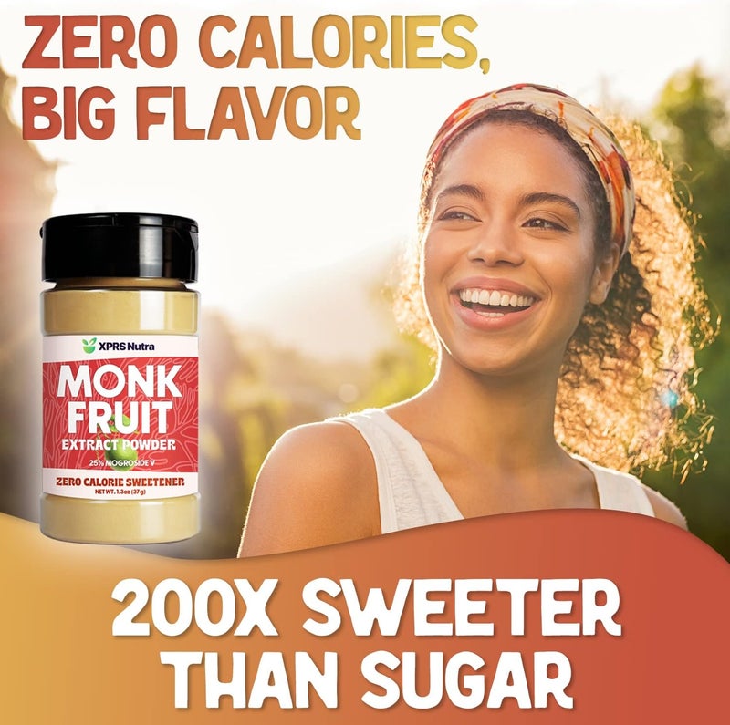XPRS Nutra Monk Fruit Extract Powder - 1.3 Ounces of 25% Mogroside Zero Calorie Sweetener - Image 3