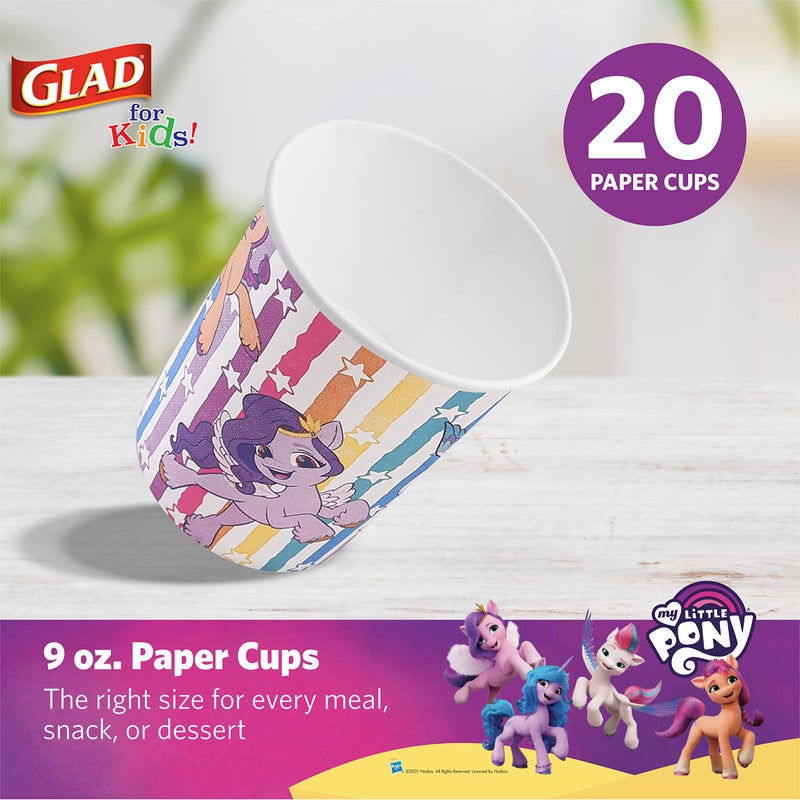 Glad For Kids My Little Pony Paper Cups | My Little Pony Cups With Stripes  Kids Drinking Cups | My Little Pony Unicorn Paper Cups For Everyday Use  9 oz Paper Cups 200 Ct - Image 2