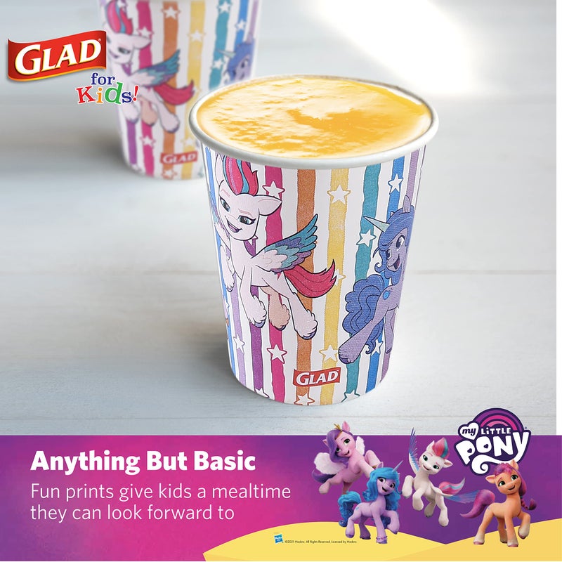 Glad For Kids My Little Pony Paper Cups | My Little Pony Cups With Stripes  Kids Drinking Cups | My Little Pony Unicorn Paper Cups For Everyday Use  9 oz Paper Cups 200 Ct - Image 4