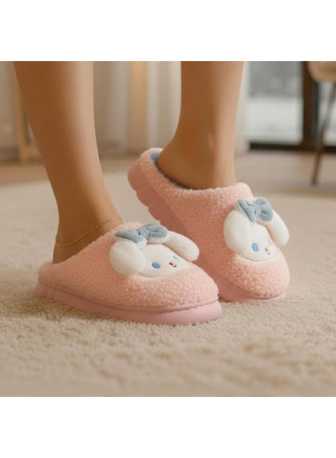 سليبر فرو بناتي شتوي ناعم ودافئ بتصميم ارنوب كيوت – خفيف ومريح للبيت، خامة عالية الجودة تحافظ على دفء القدمين " تلبيس مقاس أصغر نمرة "