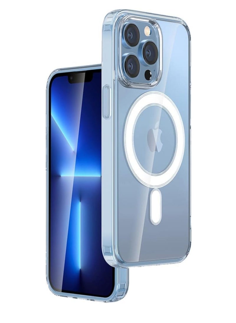 Case For iPhone 14 pro Max Clear Magnetic Cover MagSafe Compatible - Hybrid Protective Crystal Clear Hard Back Case - Shockproof Silicone Frame - Slim Transparent Case for Apple iPhone 14 pro Max - Image 1