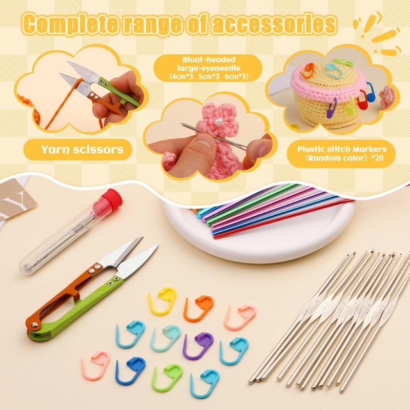 IMZAY 54 Pcs Crochet Hooks Set, 0.6mm-6.5mm Crochet Needles for Yarn Crochet Kits for Beginners, Ergonomic Crochet Hooks with Knitting Accessories, Crochet Supplies, Knitting Needles for Crocheters - Image 5