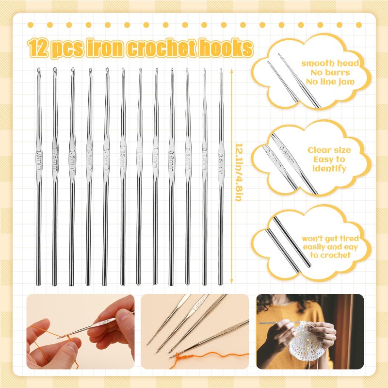 IMZAY 54 Pcs Crochet Hooks Set, 0.6mm-6.5mm Crochet Needles for Yarn Crochet Kits for Beginners, Ergonomic Crochet Hooks with Knitting Accessories, Crochet Supplies, Knitting Needles for Crocheters - Image 2