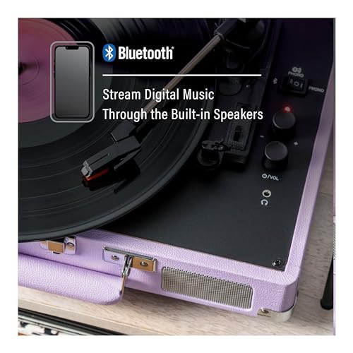 Crosley كروسلي CR8005F-LN كروزر بلس مشغل أسطوانات فينيل بلوتوث محمول 3 سرعات، لافندر - Image 4