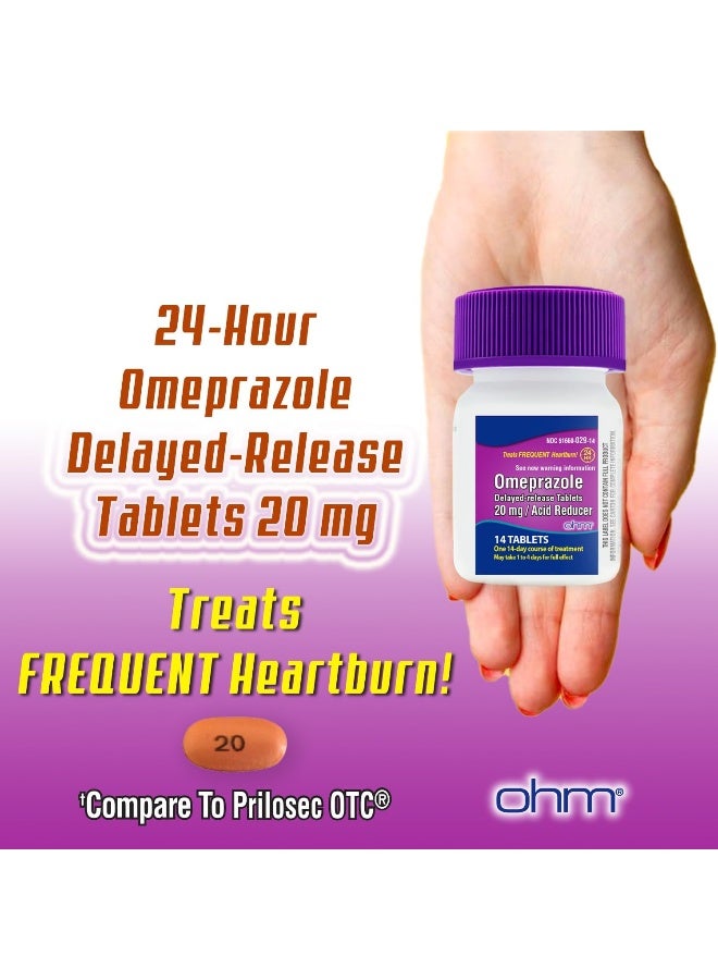 Ohm أقراص أوميبرازول أوهم، أقراص مؤجلة الإفراز، 20 ملغ خافض للحموضة، 42 قرص - Image 2