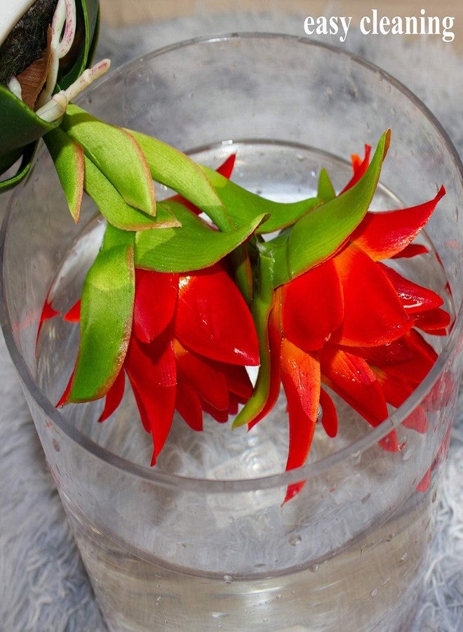 BINFEN Red Potted Bromeliad - Artificial Flowers with Vase for Home and Office Decor, Aesthetic Faux Tropical Plant Bonsai, 13.4 Inch - Image 4