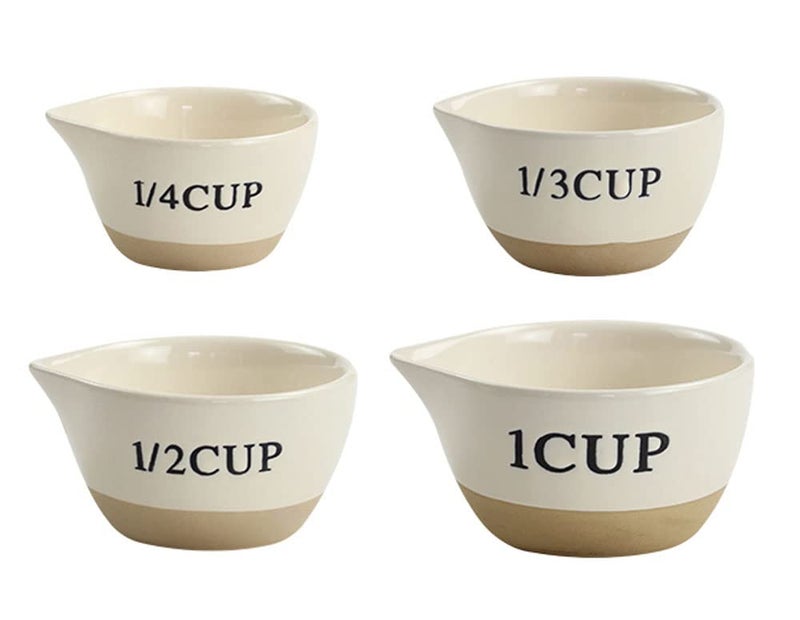 RockTrend Ceramic Milk Measuring Cup Egg Measuring Bowl Baking Bowl set of 4