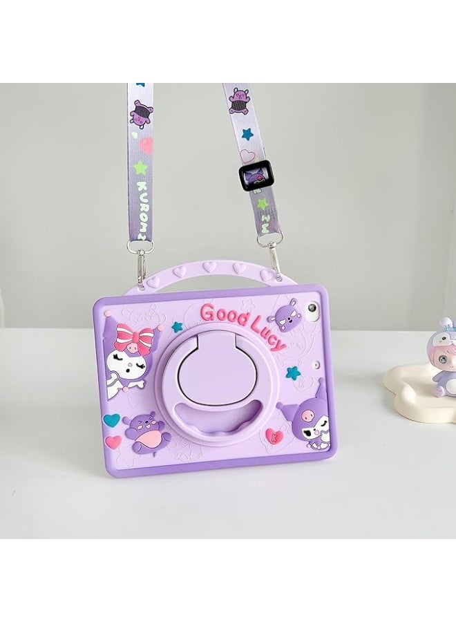 Kids iPad Case with Pencil Holder Shockproof Handle Stand Silicone Case for iPad 9 8 7 Generation 10.2 Inch Purple - Image 1