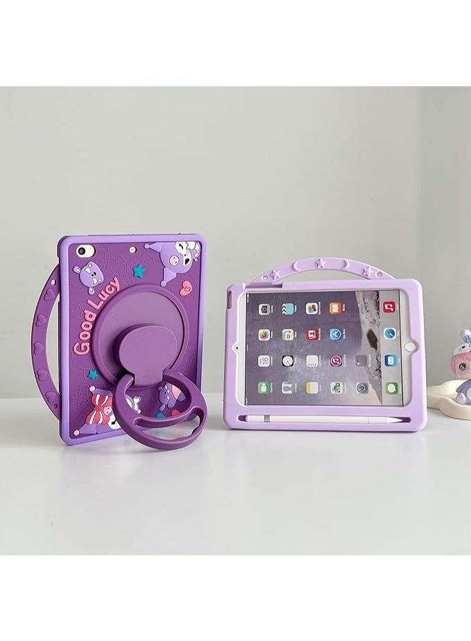 Kids iPad Case with Pencil Holder Shockproof Handle Stand Silicone Case for iPad 9 8 7 Generation 10.2 Inch Purple - Image 5