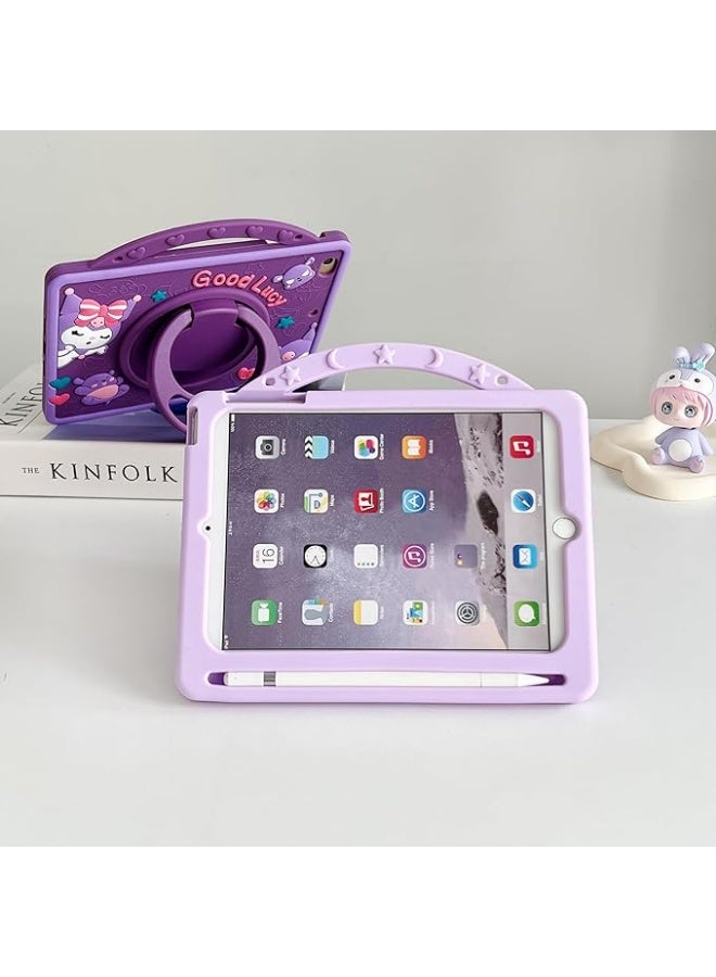 Kids iPad Case with Pencil Holder Shockproof Handle Stand Silicone Case for iPad 9 8 7 Generation 10.2 Inch Purple - Image 4