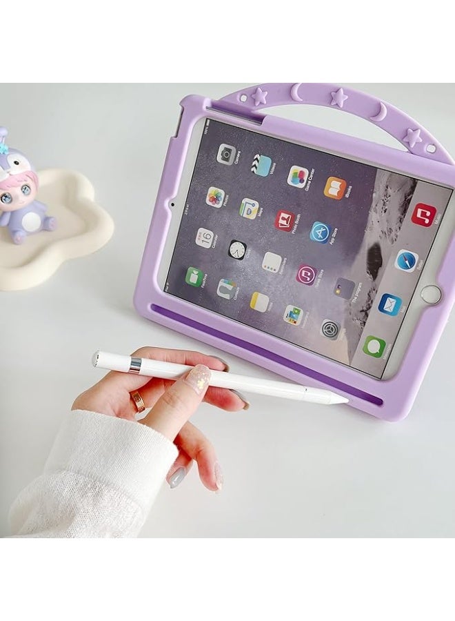 Kids iPad Case with Pencil Holder Shockproof Handle Stand Silicone Case for iPad 9 8 7 Generation 10.2 Inch Purple - Image 3