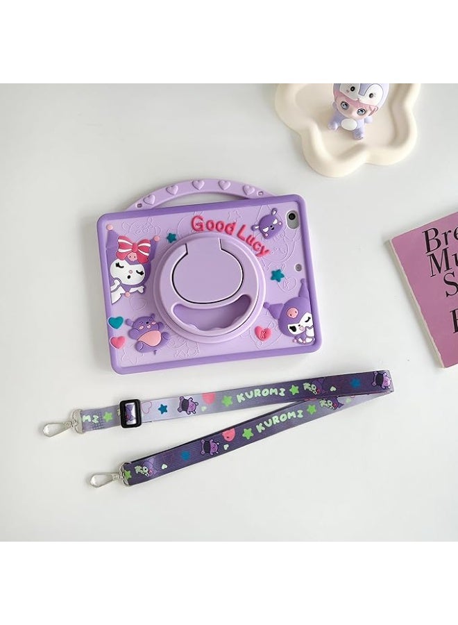 Kids iPad Case with Pencil Holder Shockproof Handle Stand Silicone Case for iPad 9 8 7 Generation 10.2 Inch Purple - Image 2