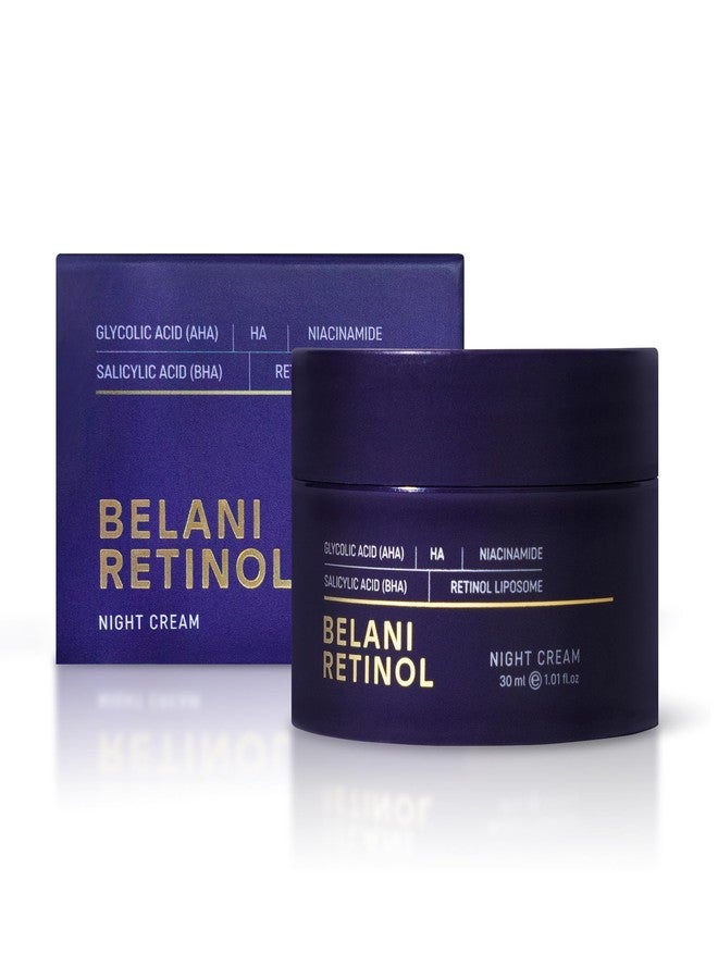 ABERA Belani Retinol Night Cream with Collagen & Hyaluronic Acid - Anti-Wrinkle, Fine Line Smoother, Even Skin Tone, Hydrating Facial Moisturizer for Women (1.01 Fl Oz) - Image 1
