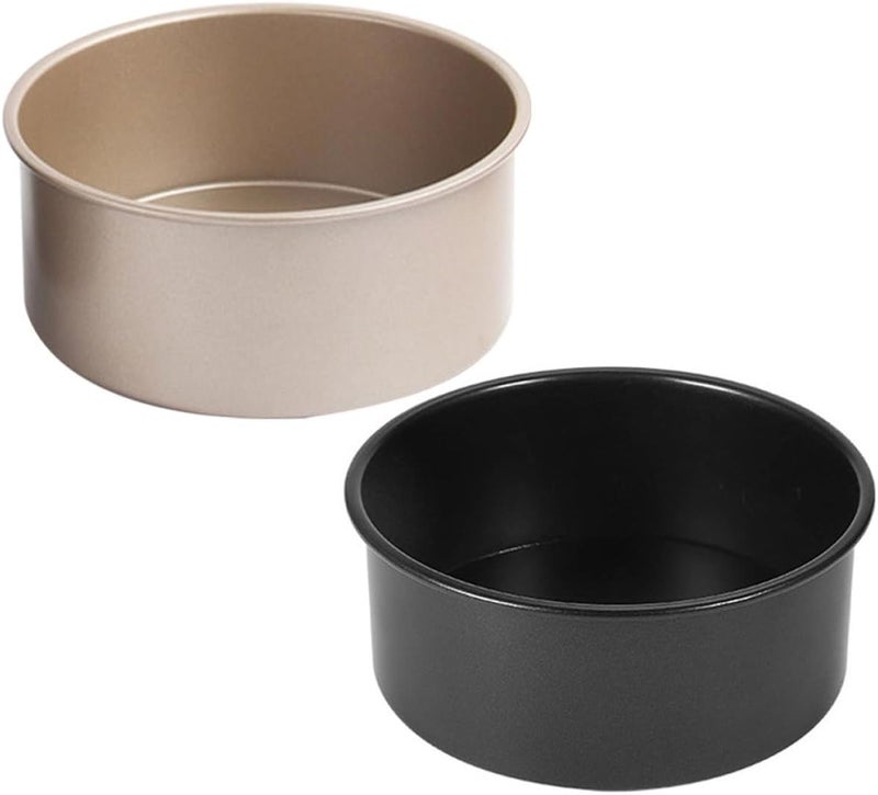 2pcs Non-stick round Cake Pans with Removable Bottom, 6-inch Metal Baking Molds for Cheesecake, Chiffon, and Steamed Rice Cake, Sturdy Bakeware Set for Home Baking - Image 1