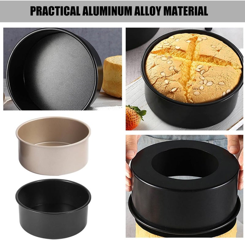 2pcs Non-stick round Cake Pans with Removable Bottom, 6-inch Metal Baking Molds for Cheesecake, Chiffon, and Steamed Rice Cake, Sturdy Bakeware Set for Home Baking - Image 3