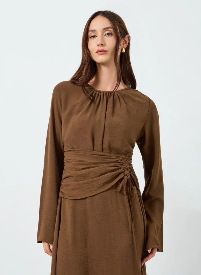 تايك تو فستان طويل بكشكشة أمامية وحافة واسعة