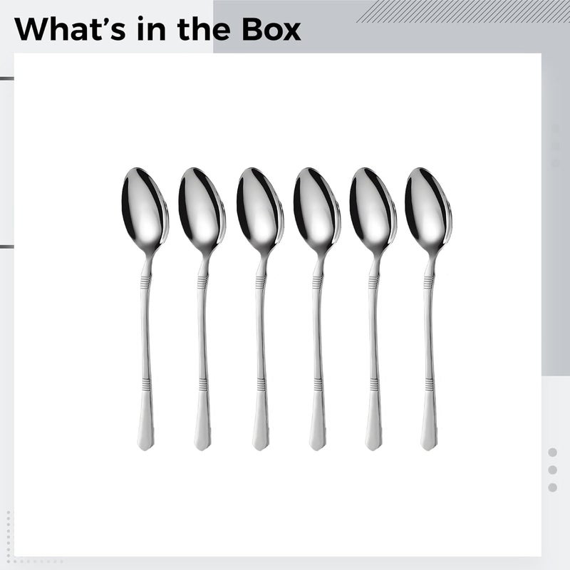 Stainless Steel Dessert Spoons, 6 Pcs 8.3 In Serving Spoons With Vintage Handles, Silverware Cutlery For Coffee Tea Ice Cream Western Dinner - Image 3