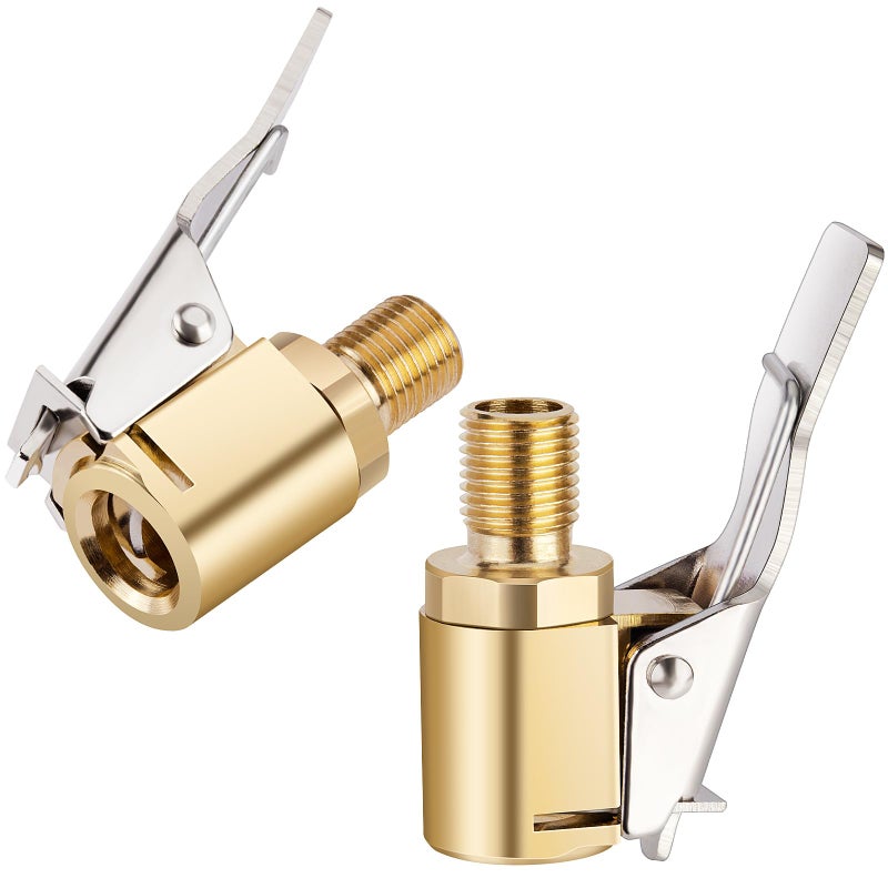 EVOULTES 2pcs Tire Air Chuck with Clip Adapter Brass Tire Inflation Hose Adapter with Locking Tire Nozzle Valve Thread Unscrewed Twist Connection Converts to Locking Connection for Air Compressor Pump Clamp - Image 3