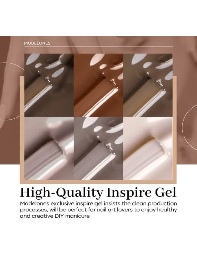 modelones Gel Nail Polish Set - 6 Colors Neutral Nude Brown Gel Polish All Seasons All Skin Tones Nail Gel Polish Kit Soak Off LED Nail Art Manicure DIY Salon Home Gift - Image 2