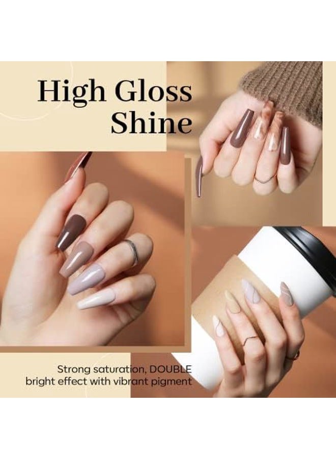 modelones Gel Nail Polish Set - 6 Colors Neutral Nude Brown Gel Polish All Seasons All Skin Tones Nail Gel Polish Kit Soak Off LED Nail Art Manicure DIY Salon Home Gift - Image 4