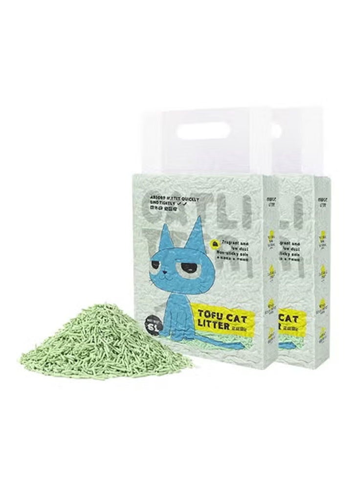 KLNAMAEAAN Pack of 2 Tofu Cat Litter Biodegradable Deodorizer Absorbent Fragrance Soft Natural Been 4.4KG (Green Tea Flavour) - Image 1