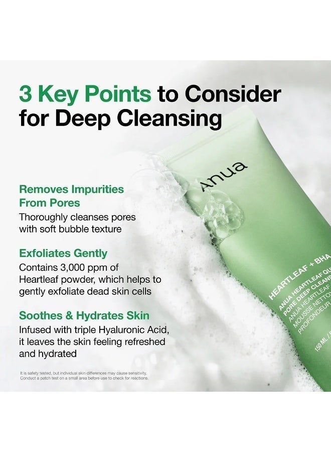 Deep Pore Cleansing Foam – Facial Cleanser for Double Cleansing; with BHA, Hyaluronic Acid, and Glycerin; Blackhead Remover (150ml / 5.07 fl. oz.) - Image 5