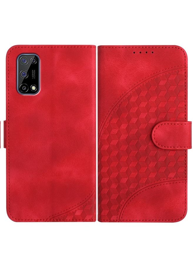 HuHa Case Cover For Realme 7 5G/V5 5G/Q2 5G/Narzo 30 Pro 5G YX0060 Elephant Head Embossed Phone Leather Case with Lanyard Red 