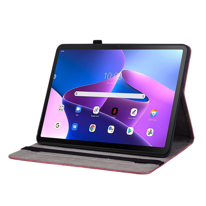 erorex For Lenovo Tab M10 10.1 3Rd Gen Butterfly Rose Embossed Leather Tablet Case(Red) - Image 3
