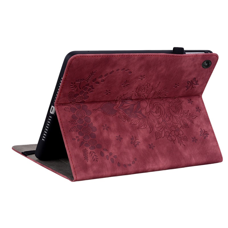 erorex For Lenovo Tab M10 10.1 3Rd Gen Butterfly Rose Embossed Leather Tablet Case(Red) - Image 4