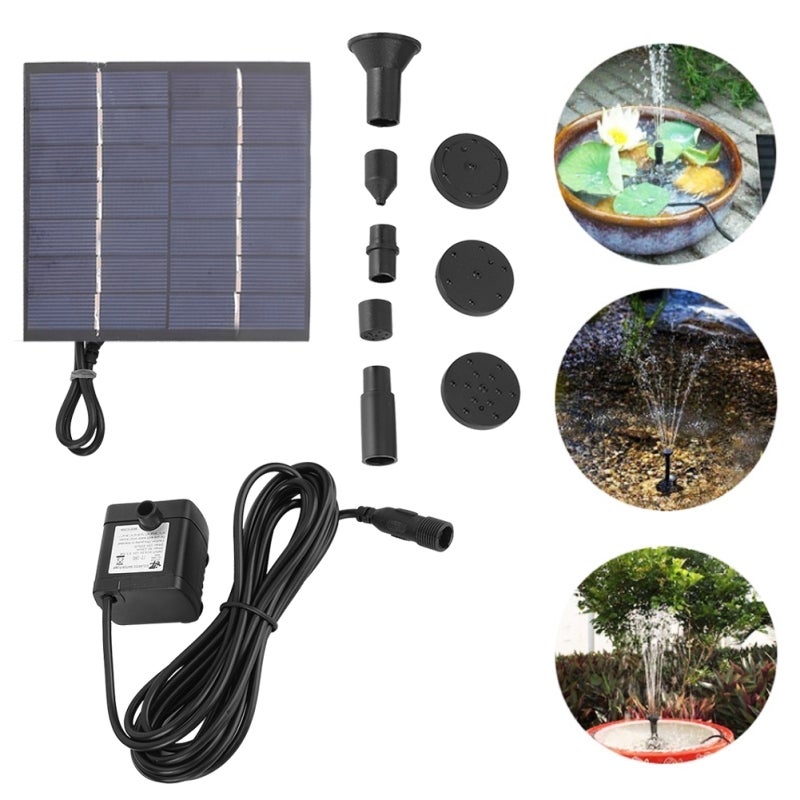 Solar Water Pump: 5 Sprinkler Heads, 3-Second Start - Solar Powered Fountain With 2 Suction Disks for Bird Bath, Small Pond, Garden Decoration - Image 3