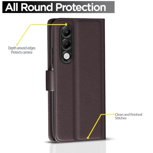 Pikkme Flip Cover for Oppo K13x 5G Leather Finish | Inside TPU with Card Pockets | Wallet Stand and Shock Proof | Complete Protection Flip Case(Coffee) - Image 4