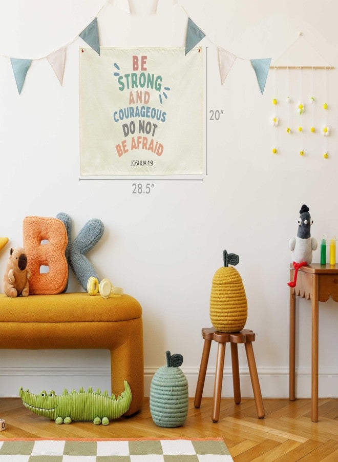 GEANHIL Christian Bible Verses Art-Scripture Flag Sign Gift for Baby Newborn Boys Girls Kids- Banner Pennant Wall Decor Gift for Nursery Bedroom Playroom-Baby Gift Shower-Be Strong and Courageous - Image 5