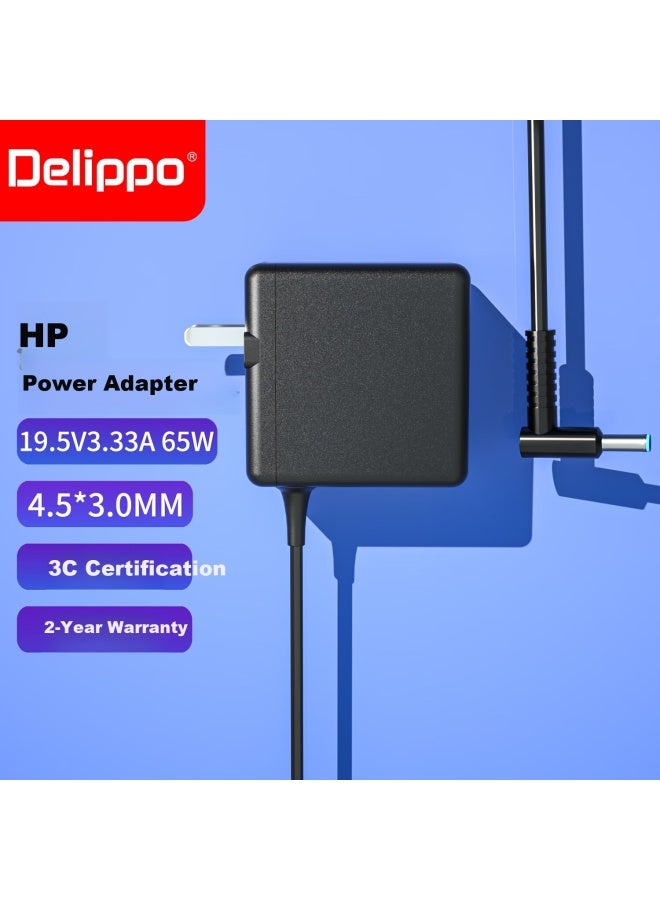 Delippo, Suitable For Hp Laptop Charger, 19.5v 3.33a 65w, Small Port, Hp Zhan66 Ultra Notebook Pavilion 15/m4 Envy14 Computer Power Adapter